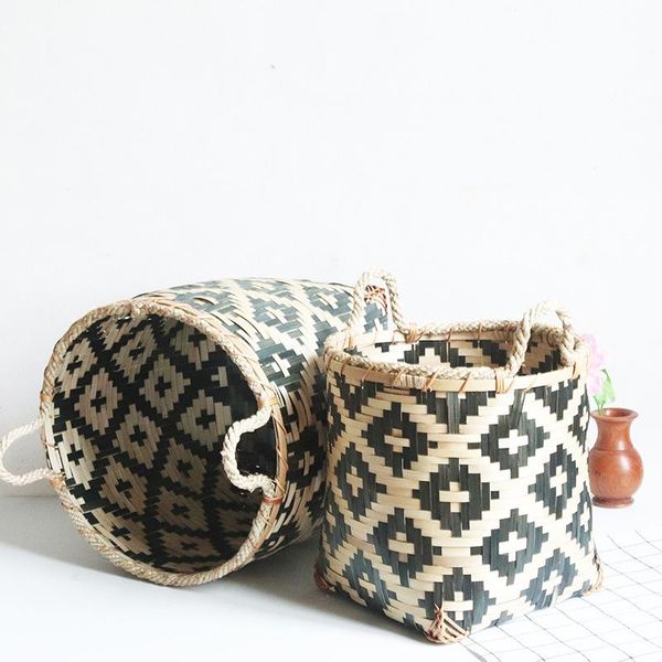 

laundry bags bamboo storage basket barrel circular rattan