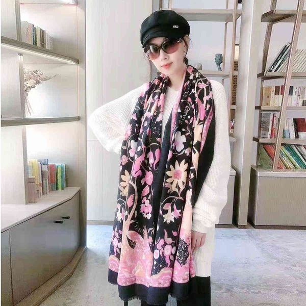 

tippet muffler scarf imitation cashmere scarf women's autumn and winter plaid bib thickened dual-purpose wool shawl versatile cloak coa, Blue;gray