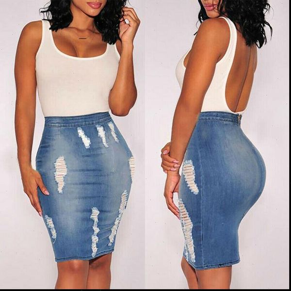 

ukstock womens high waisted skirts plain demin bodycon tube stretch pencil casual skirt brushed ripped denim skirt, Black