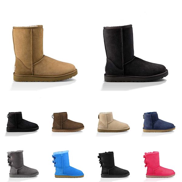 

women boots classic knee ankle designer snow boot black grey navy blue pink womens girl shoes