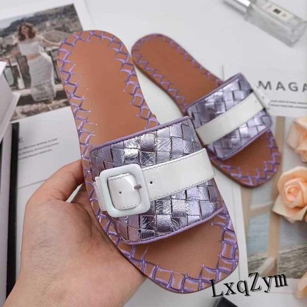 

slippers arrive 2021 women summer peep toe leather slides ladies shoes buckle decor comfortable causal flat for female, Black