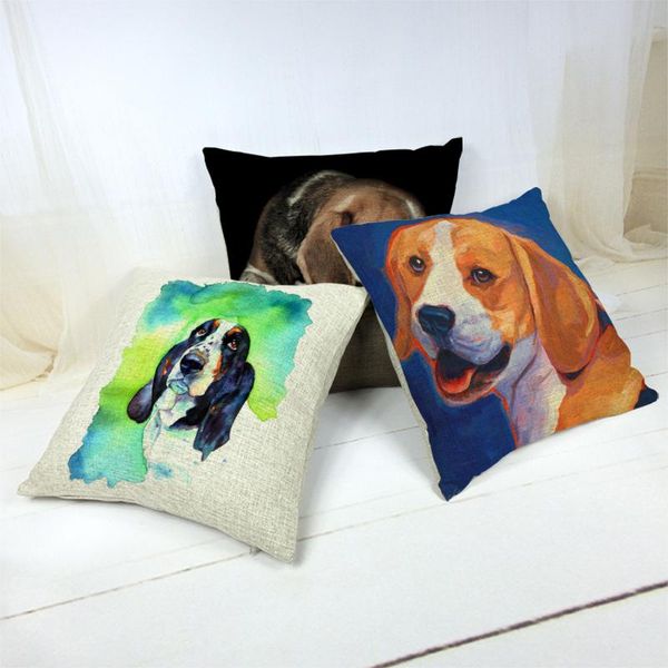 

cushion/decorative pillow promotional cushion cover cute beagle animal solid background home bedroom living room sofa decor gift linen print