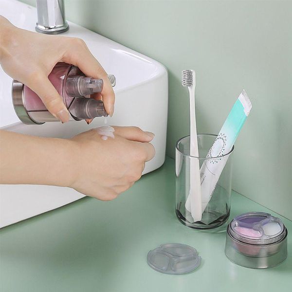 

storage bottles & jars 6 in 1 portable travel dispenser shampoo lotion shower gel case press sub-bottle split