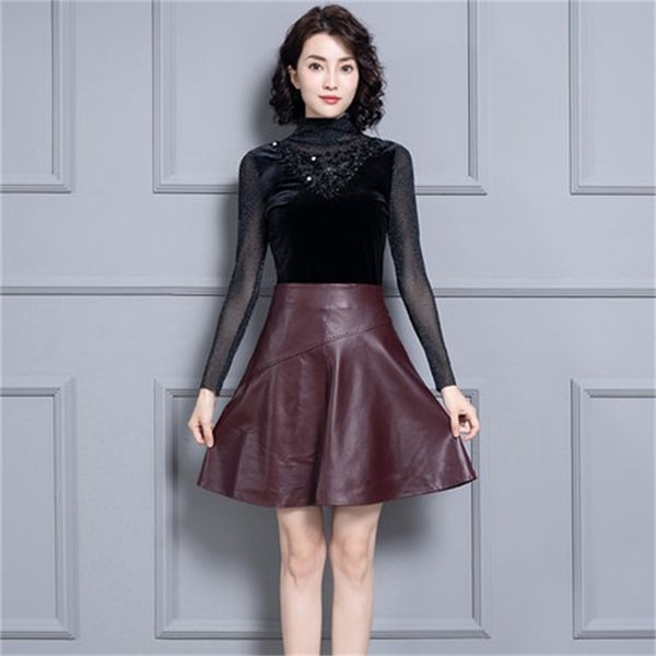 

2021 genuine new fashion sheep out of real leather k9 1ewb, Black