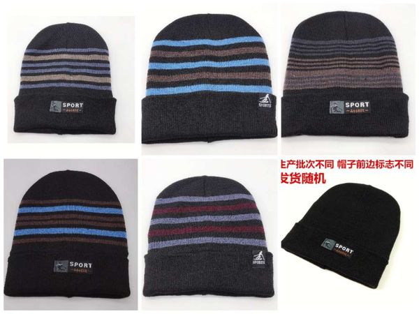 

hat thickened wool for the middle-aged and elderly cover head ear protection knitted warm men in, Blue;gray