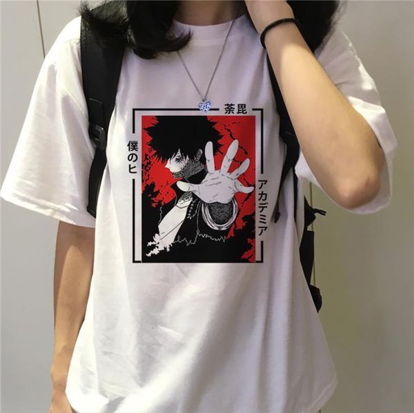 

academia anime print fun mens t shirts casual harajuku my hero cool hip hop boku no loose streetwear dabi graphic, White;black