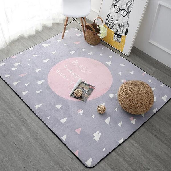 

carpets nordic geometry rectangle carpet thicken soft kids room play tents mat bedroom area rugs large pink for living