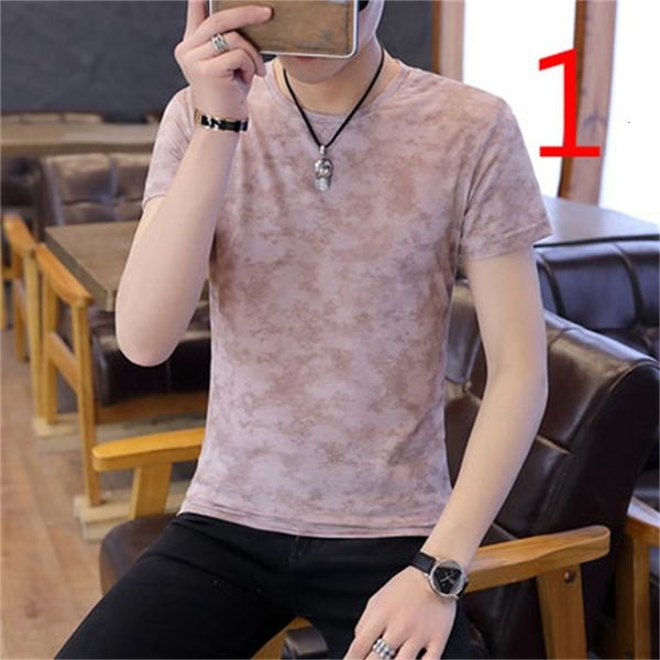 

2021 short-sleeved business t-shirt solid color slim trend summer new men's clothing 7t5t, White;black
