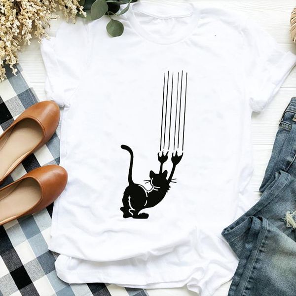 

and women lady cat mens paw funny womens animal cute fashion printing 90s print clothes graphic female tee, White;black