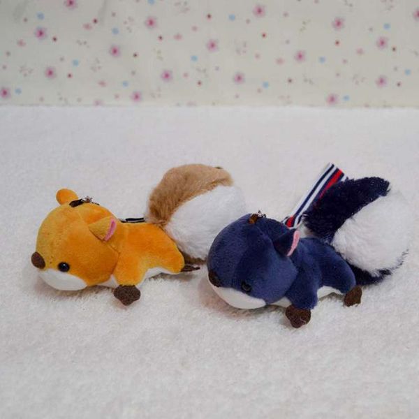 keychains cute girls fluffy pompom squirrel toy keychain on bags animal key chain women car trinket jewelry wedding party doll gift, Silver