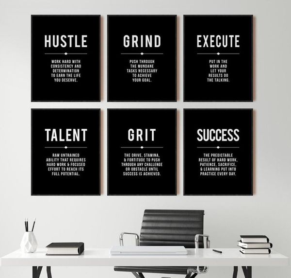 Motivação executiva ralada citações inspiradas Pôsteres e impressões modernas minimalistas preto e branco sala de estar escritório decorativo parede