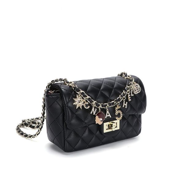 

new brand style women shouder bags metal letter buckle diamond chain handbag pu leather square bag luxurys designers bags high quality