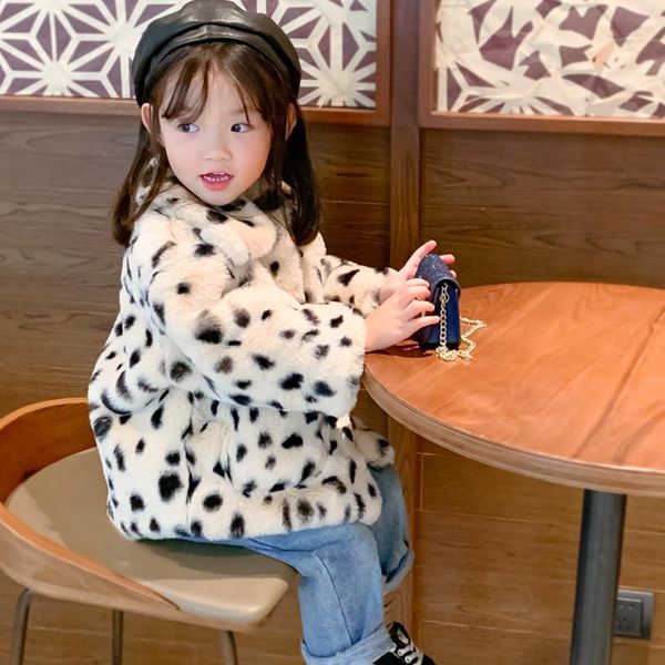 

jackets girls fur jacket for children clothes 2021 baby kids warm thicken coat leopard boys faux outwear, Blue;gray