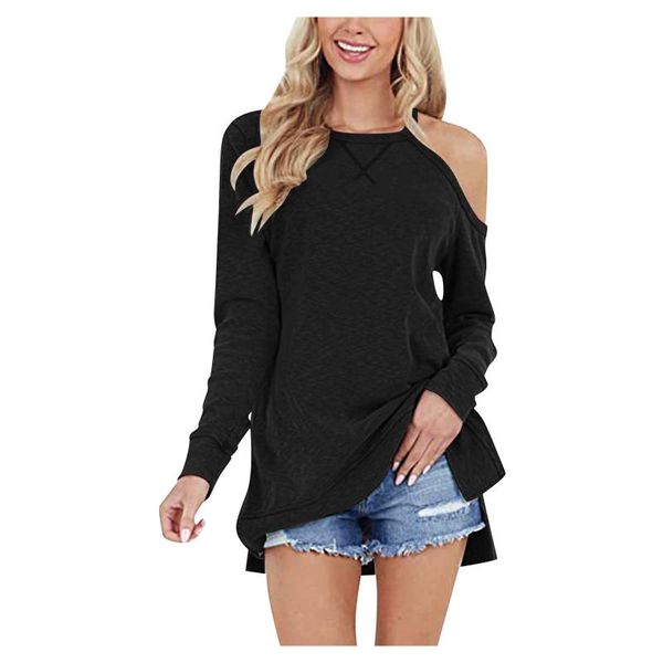 

women's blouses & shirts strapless blouse long sleeve print o-neck casual loose black basic fashion summer autumn r5, White