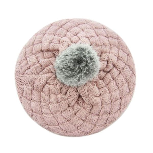 

beanies cute baby knitted hats kids children woolen crochet fur ball caps beret ty66