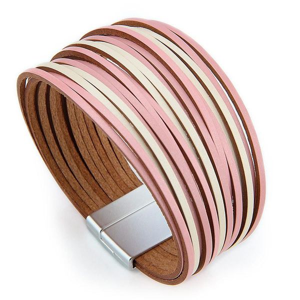

charm bracelets european and american retro jewelry high sense mixed color multi-layer hand woven rope leather bracelet for women, Golden;silver