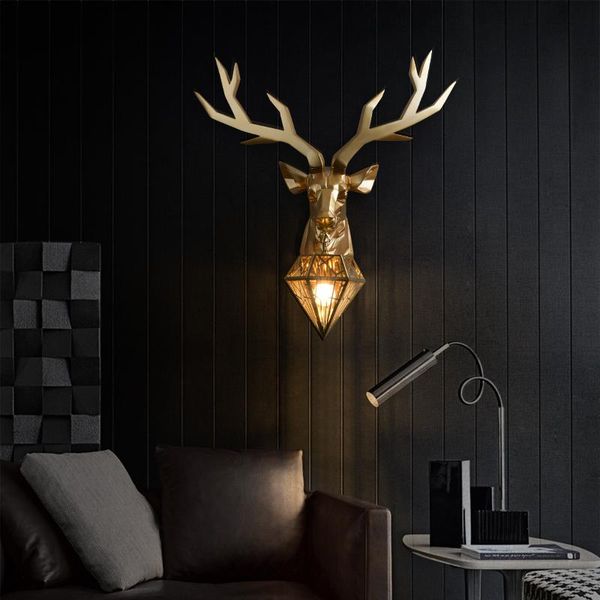 

wall lamp french country art gold american retro deer light bedroom living room decoration antler lights for home