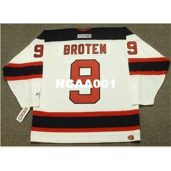 

001 #9 neal broten new jersey devils 1995 ccm retro hockey jersey or custom any name or number retro jersey, Black