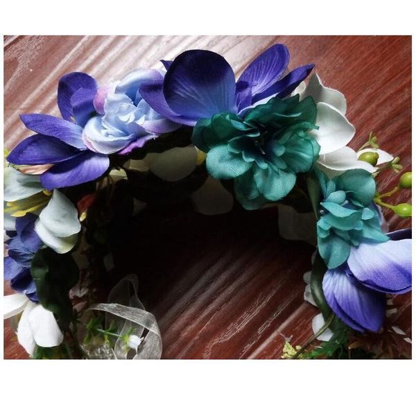 

women wedding rose flower wreath headband kids party floral garlands ribbon adjustable bridal flower crown hair acc qylvga