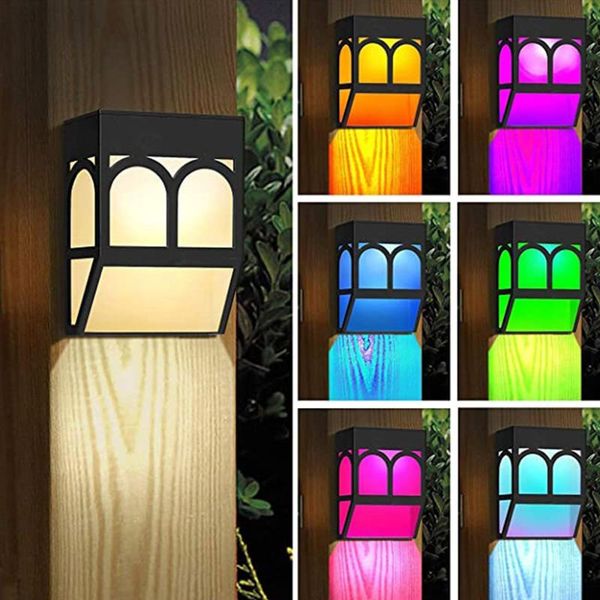 

4pcs retro solar wall light solar fence light outdoor waterproof wall for garden backyard fence patio