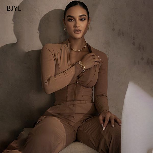 

bodysuits line-pressing jumpsuit 2021 fashion new stretch tight zipper casual women's clothing 5zw2, Black;gray