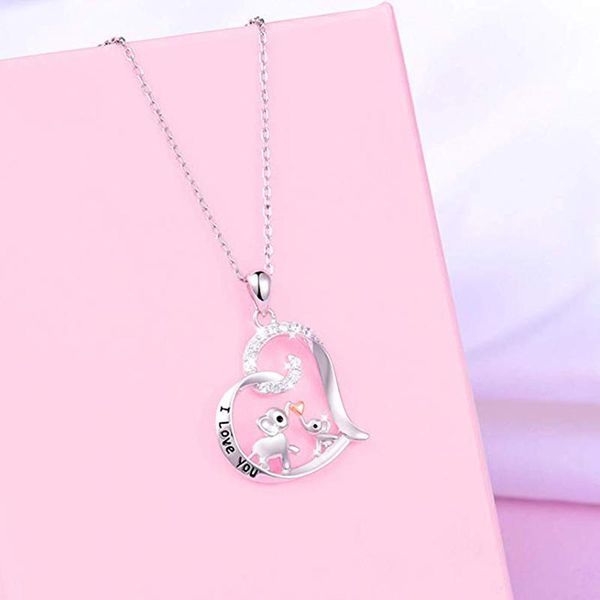 

pendant necklaces i love you forever jewelry gifts for women/daughter/lover elephant necklace cute heart animal, Silver
