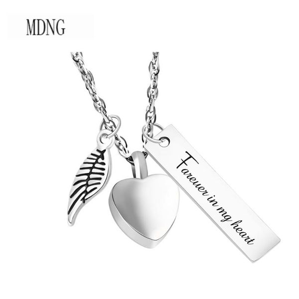 

pendant necklaces forever in my heart custom strip angel wing decorative mini shape fillabled urn necklace ashes keepsake, Silver