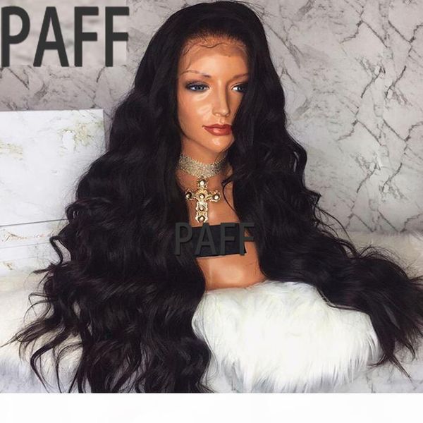 

paff glueless lace front human hair wig virgin peruvian body wave wig with pre plucked baby hair for black women, Black;brown