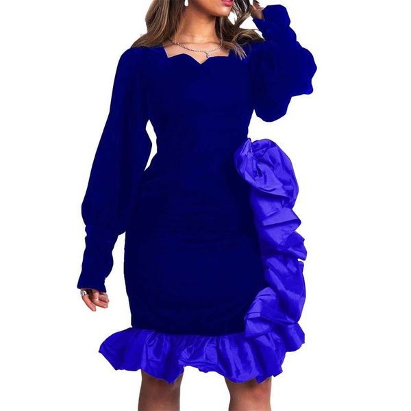 

casual dresses women dress party long sleeves ruffles skinny celebrate event spring fashion bodycon african large size ladies classy vestido, Black;gray