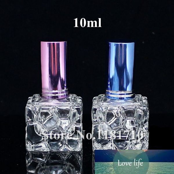 10 pçs / lote 10 ml quadrado frasco de vidro spray perfume claro viajar vazio cheiro parafuso parfum atomizer frascos