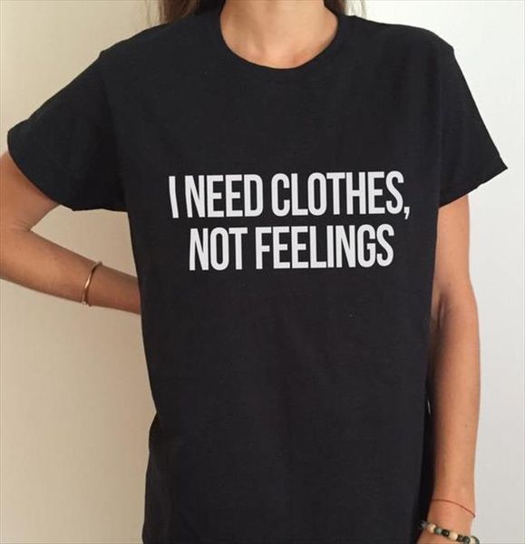 

i need clothes, not feelings women t shirt letters print cotton casual funny for lady black tee hipster z, White