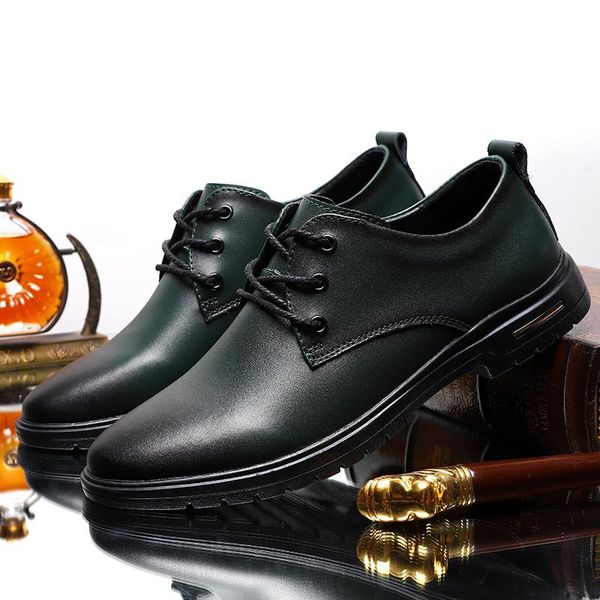 

dress shoes man formal office black green fashion groom wedding classic oxford for men lacing leather
