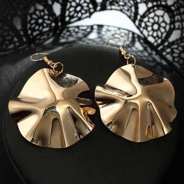 

hoop & huggie 1pair fashion jewelry gold silver color irregular leaf earrings statement, Golden;silver
