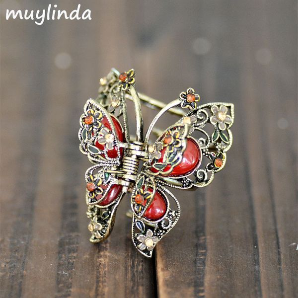 

factory wholesale creative ancient bronze painted hollow ornament large claw grip oil drop hair clip headdress hea/rtsch/rome