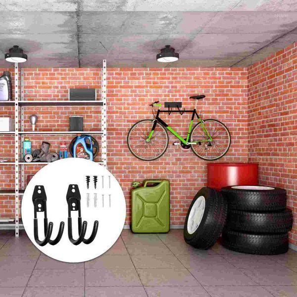 

hooks & rails 2pcs wall-mounted warehouse home storage wall hangers (black)