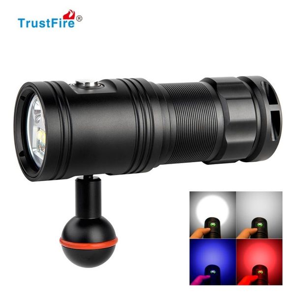 

trustfire df30 diving cree xm-l2 2350lm red/violet flash light underwater 100 meters for video camera scuba go pro