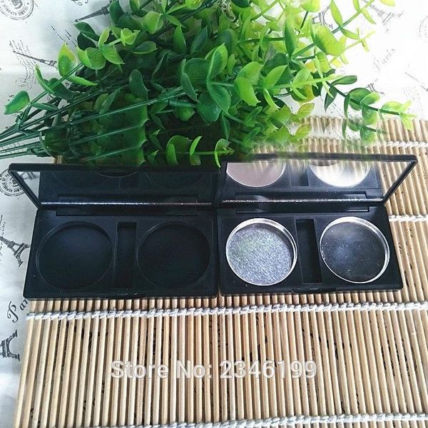 

storage bottles & jars 30pcs/lot 2 grids 36.5mm matte black cosmetic powder compact eyeshadow case lipstick empty diy container palette