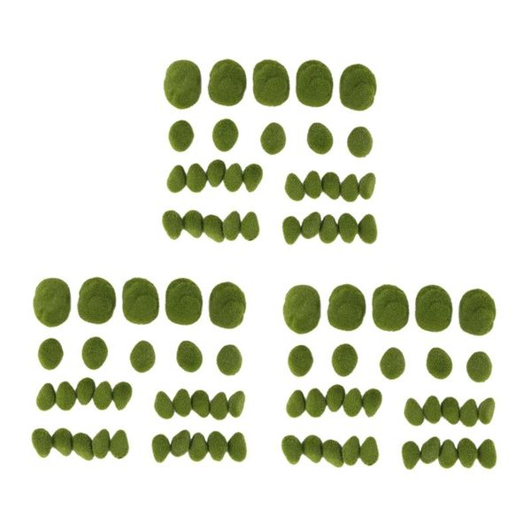 

decorative flowers & wreaths 90pcs 3 size artificial moss rocks decorative, green balls,for floral arrangements gardens and crafting