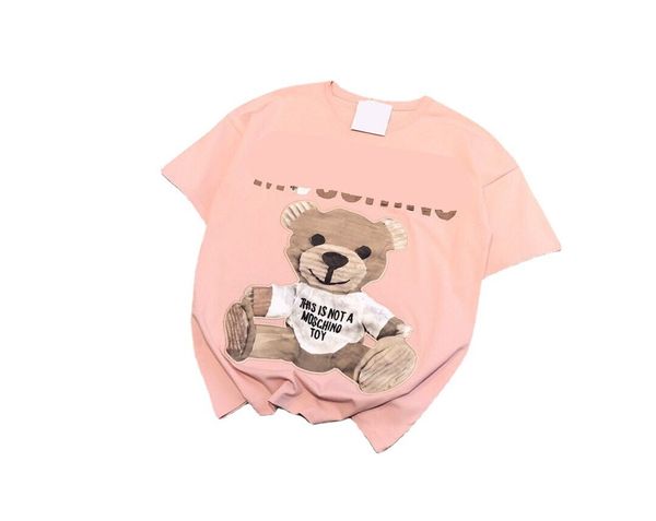 

design clothing paper shell pink loose short sleeve embroidered sticker cute versatile large t-shirt 01, White