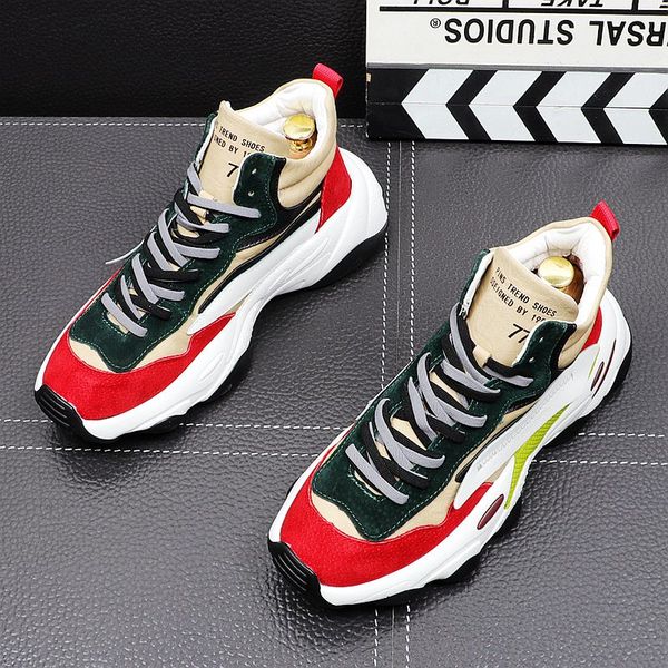 

new high platform sneakers glitter thick shoes man height increase chunky shoes stretch sock walking shoes men, Black