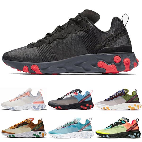 

running shoes 55 87 react element man woman triple black white anthracite sail dark grey solar red pale pink moss orange peel royal volt rac