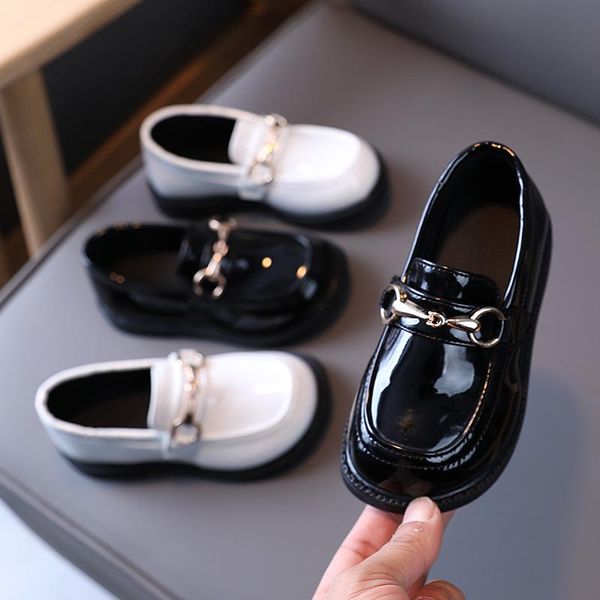 

flat shoes 2021 kids leather girls student single children' performance baby girl, Black;grey