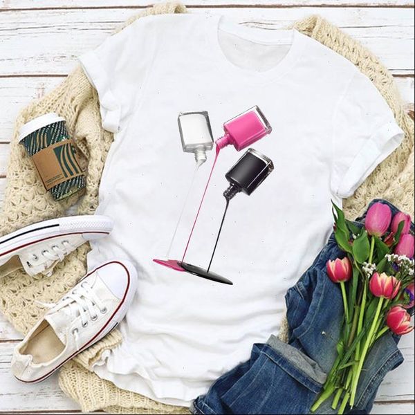 

women graphic printing 3d trend style fashion finger nail summer t shirt lady womens clothing clothes tee female t shirt, White