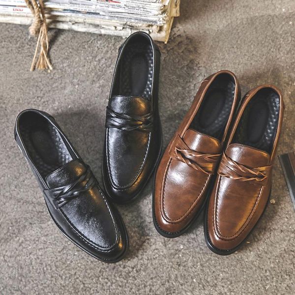 

dress shoes men handmade autumn leather wedding flats oxfords formal, Black