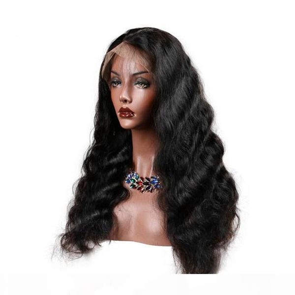 

fast 1b loose wave peruvian virgin human hair baby hair around lace front wigs, Black;brown