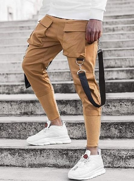 

2021 new autumn harem multi-pocket men sweatpants streetwear jogger casual mens hip hop pants m-3xl hqat, Black
