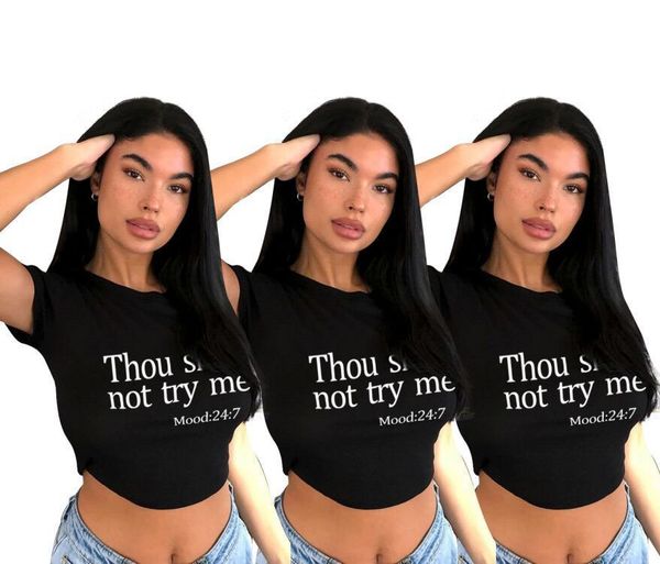 

h8037 fashion women's printed letter tight t-shirt, White