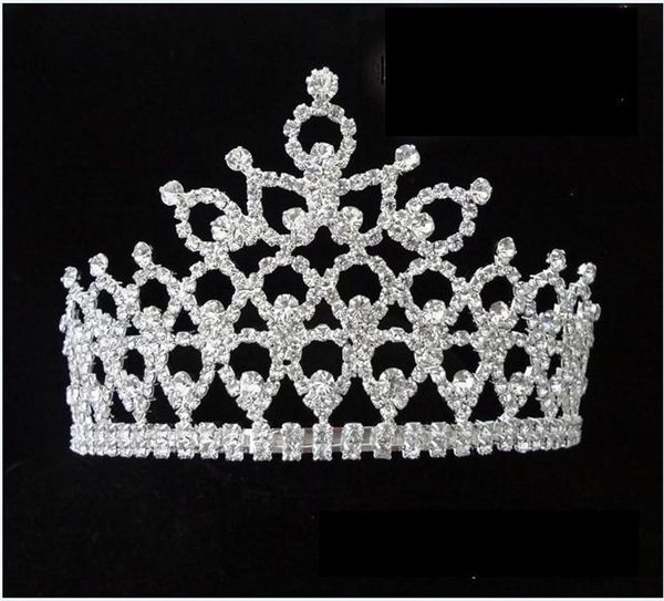 

hair clips & barrettes luxury bride wedding party rhinestone crystal big crown tiara beauty pageant princess headwear jewelry, Golden;silver