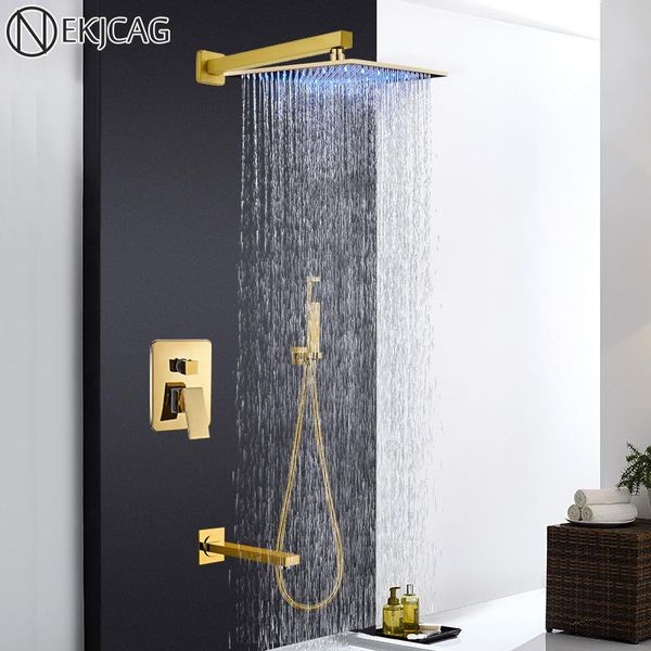 

wall mounted concealed embedded led shower home shower 10 inch gold set