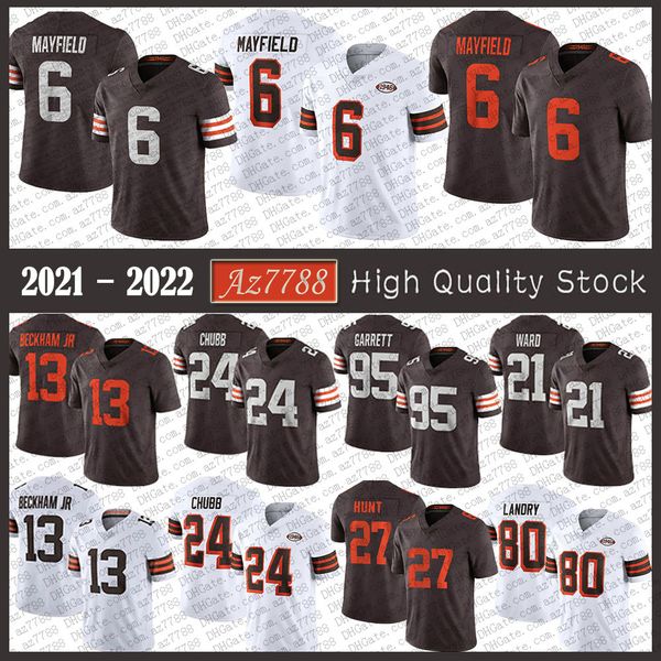 

cle 95 myles garrett 24 nick chubb brown mens football jersey 6 baker mayfield 80 jarvis landry 13 odell beckham jr 27 kareem hunt 21 denzel, Black;red